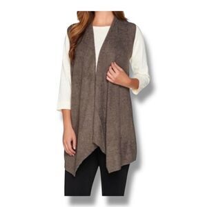 Barefoot Dreams Bamboo Chic Lite Calypso Sleevless Open Front Sweater Vest Size